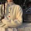 Diseño de Botones Coloridos Estilo Coreano, Cárdigan de Punto Casual Estilo Occidental para Mujer, Nueva Chaqueta Suéter Corta Suelta Suave y Cera para Otoño e Invierno