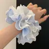 Scrunchie de Encaje Cuadros Azules Estilo Coreano Super Hada para Mujeres Sensación de Alta Gama Moño Estilo Perezoso Accesorio para el Cabello Extra Grande Goma para el Cabello
