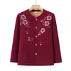 Cardigã da mamãe, blusa quente, forrada de fleece de inverno da vovó, justa ao corpo, grossa para usar no outono, peça íntima de frente aberta para mulheres idosas, adequada para usar ao ar livre