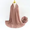 Lenço de chifon com pérolas transfronteiriço para mulheres, lenço bolha liso, lenço de cabeça versátil, atacado de fabricante malaio de lenços de seda