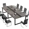 Mesa de conferencias de oficina moderna minimalista, mesa larga, combinación de escritorio y silla de oficina, banco de trabajo de capacitación para el personal, mesa de negociación