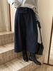 Tg Pantalones de Lana de Pierna Ancha Línea A a la Moda con Riñonera para Mujer Invierno 2025 Nuevos Pantalones Acampanados Cortos Plisados 25968
