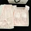 Conjunto de Pijama de Verano para Mujer Rosa Hielo Fresco de Alta Gama Sexy con Sujetador Incorporado, Encaje, Delgado, Ropa de Casa