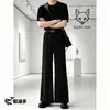 Pantalones de traje de color liso, estilo americano, alta costura, retro, ligeramente acampanados, diseño de nicho 2026, versátiles, pantalones de pierna curva, ropa para hombre resistente a las arrugas