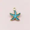 Estilo coreano diy gota de aceite estrella de mar vieira joyería aleación accesorios pendientes llavero colgante simulación pequeño colgante transfronterizo