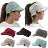 2018 AliExpress ebay Europa y Estados Unidos para otoño e invierno etiqueta CC punto de color en la visera parte superior vacía coleta retorcida gorro de punto pullover