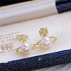 Origen de perla fuerza al por mayor bienestar aretes de perla de agua dulce luz fuerte exquisito estilo ins color dorado 14k conservación del color
