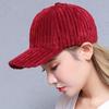 Chapéu de Outono Feminino Inverno Estilo Coreano Cor Sólida Veludo Cotelê Grosso Boné de Baseball Feminino Inverno Estudante Versátil Quente