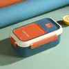 Caja de almuerzo bento sellada creativa de acero inoxidable al por mayor para estudiante trabajador de oficina, apta para microondas, con juego de cuchara y tenedor