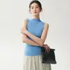 Camisole de malha fina Yangzi com 18 agulhas, 100% lã pura para mulheres, regata fina sem mangas, segunda pele