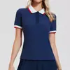 [Conjunto de Tênis] Polo com Gola Reversível de Manga Curta Feminino Saia Plissada Anti-Exposição Moda Golfe Esportivo Conjunto de Duas Peças