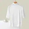 Camiseta de canalé con cuello alto y manga tres cuartos para mujer, nueva de primavera y verano, delgada, versátil, camiseta base fina, prenda exterior