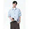 Camisa de manga larga a cuadros azules para mujer, nuevo diseño de top para primavera y otoño 2026, camisa ligera, chaqueta para pareja