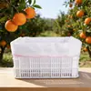 Bolsa forro para caja de frutas, marco de plástico con cordón, tela no tejida, blanco, transpirable, a prueba de polvo y conservante de alimentos, canasta de plástico, bolsa para verduras