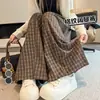 Toma real de los nuevos pantalones de pierna ancha a cuadros de gamuza para otoño e invierno 2026, pantalones casuales para mujer, pantalones largos elegantes y versátiles