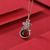 Colgante de plata Yilu S999 con superficie de huevo, con carácter fu, estilo chino, personalizado, color ámbar sangre, estilo antiguo, envejecido, con diseño de dragón, dios de la riqueza
