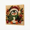 Pintura de Natal com diamantes transfronteiriça com pérolas e diamantes, atmosfera festiva, motivos de animais como alce e pinguim, cheia de diamantes, pintura de pérolas emoldurada
