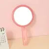 Espejo cosmético de mano portátil transparente tamaño pequeño doble cara con mango de mano espejo de maquillaje venta al por mayor de fábrica