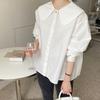 Ins2026 Coreana Estilo Nuevo de Principios de Primavera Diseño Coreano Plisado Holgado Cuello de Muñeca Camisa de Manga Larga Top