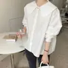 Colección nueva de primavera temprana 2026 estilo ins coreano: Camisa larga de manga larga estilo coreano, centrada en el diseño, de corte holgado, con cuello de muñeca y espalda plisada