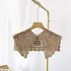 Estilo Japonês Estilo Fada Pastoral Estudante Xale de Renda Colete Pequeno Feminino com Saia Cachecol com Recorte de Alce Estilo Coreano Nó Gola Falsa