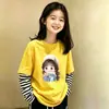 Camiseta de Manga Longa para Meninas 2026 Primavera/Outono Novo Estilo para Crianças Médias e Maiores Doce Estilosa Meninas Solta Algodão Puro Falso Top Duas Peças