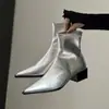 Botines de Tacón Alto con Punta Aguda, Estilo Simple, Nuevos para Otoño/Invierno 2026, Botas Versátiles de Tacón Grueso Adelgazantes para Mujer, Botas de Moda Francesas de Nicho