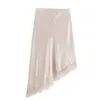Para Exportación Europea y Americana Transfronteriza Ropa de Mujer Popular en Aliexpress Moda de Verano Falda Midi con Textura de Satén de Seda