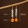 Aretes de Cristal Blanco Natural, Aretes de Ágata de Cristal Morado Amarillo Rosa, Aretes de Perlas Redondas, Ganchos para Orejas de Cristal al por Mayor