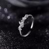 Anillo de plata de ley S925 con circonita y mariposa para mujer, elegante, combinable con todo, de alto nivel, sencillo y exquisito, con diamantes brillantes abiertos.