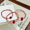 Pulsera Cuadrada de Plata de Ley S925 Plata Rota Diseño de Nicho Simple Natural Pulsera Roja del Sur Pulsera del Año Animal Pulsera de Ágata Roja