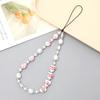 Cadena de Teléfono de Corazón con Cuentas de Moda Anti-Pérdida Anti-Caída Funda de Teléfono Lanyard de Perlas DIY Decoración de Correa Corta para Teléfono