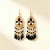 Pendientes largos de borla en forma de gota de cristal estilo étnico bohemio, accesorios de joyería para orejas, versátiles para el uso diario, de lujo alto gama