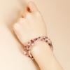 Jingde joyería pulsera de turmalina de colores de tres círculos 4 mm redonda multicolor pulsera de cuentas de colores para mujer productos terminados al por mayor