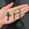 Lele Jewelry Popular Cruz Europeu e Americano Pingente de Cruz Aço Inoxidável Dourado Moda Tendência Essencial Masculino Colar de Rua