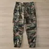 Design resistente, calças de trabalho com múltiplos bolsos, perna reta, corte solto, tornozelo afunilado, calças camufladas retro americanas japonesas