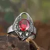 Joyería de Acero de Titanio Transfronteriza al por Mayor Anillo de Acero de Titanio para Hombre Retro Personalizado Europeo y Americano Ala Ángel Piedra Preciosa