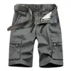 Pantalones Medios Multibolsillos con Cremallera Multibolsillos Sueltos de Algodón Casual Pantalones de Cinco Puntos Pantalones Cortos de Carga Pantalones de Camuflaje para Hombre Pantalones Cortos de Verano