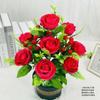 Gran Adorno de Flor Artificial Flor de Seda con 12 Cabezas de Frutas Rojas Rosa Rubí para Decoración de Mesa de Comedor Sala de Estar Hogar Decoración del Hogar