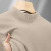 Camisa de terciopelo de cuello medio alto para hombre, otoño e invierno 2024, nueva camiseta de manga larga cálida de terciopelo de doble cara con cuello medio para hombre
