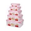En stock venta al por mayor crisper de cinco piezas impreso refrigerador horno microondas lonchera para estudiantes caja de almacenamiento de frutas y verduras