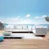 Cadeira de Rattan Impermeável com Proteção Solar para Lazer ao Ar Livre Estilo Nórdico Combinação de Sofá de Rattan e Teak para Pátio de Hotel ao Ar Livre Terraço Jardim