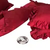 Juego de Boda Romántico Francés de Encaje de Cuatro Piezas 100% Algodón de Fibra Larga Jacquard Rojo Funda Nórdica para Boda Sábana Plana Sábana Ajustada