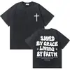 [Lavado Transfronterizo] Camiseta Lavada Glory Moda de Verano para Hombres y Mujeres Cruz