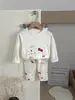 Conjunto de Ropa de Casa Sin Costuras DeRong Otoño e Invierno para Niños [10A Antibacteriano] Conjunto de Dos Piezas de Top y Pantalones de Otoño para Niños y Niñas