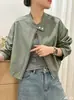 Chaqueta corta informal de cuello redondo estilo coreano para mujer, nueva chaqueta de béisbol para primavera y otoño 2026, corte holgado, adelgazante, top de chaqueta a la moda