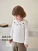 Camiseta base de manga larga para niños, colección primavera y otoño, estampado jacquard, camiseta con cuello, adecuada para que las niñas la usen como capa interior o exterior, suave y cómoda
