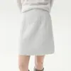 Nova coleção outono e inverno: saia de malha feminina de cor sólida, versátil, com corte A, cintura alta, feita com caxemira e algodão para um efeito emagrecedor, macia, quente e confortável