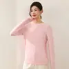 Suéter de punto para mujer con cuello redondo y hilo floral, un top base de manga larga elegante y adelgazante hecho de hilo de varios colores.
