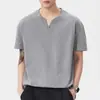 2026 Nova Marca Americana Retro Tendência Camiseta Pesada Lavada de Manga Curta para Homens, Verão Solta Gola Redonda Meia-Manga